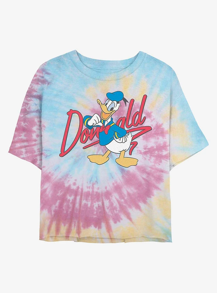 Disney Donald Duck Signature Tie Dye Crop Girls T-Shirt