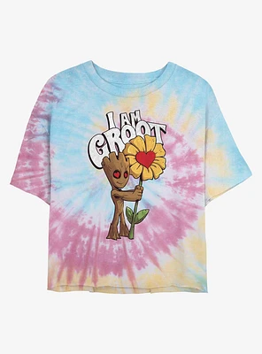 Marvel Guardians of the Galaxy Mine Groot Tie Dye Crop Girls T-Shirt