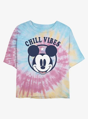 Disney Mickey Mouse Chill Vibes Tie Dye Crop Girls T-Shirt