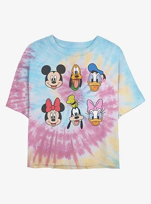Disney Mickey Mouse Friends Faces Tie Dye Crop Girls T-Shirt