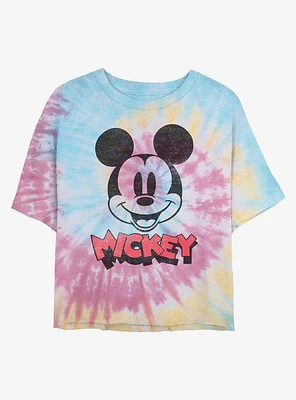 Disney Mickey Mouse Heads Up Tie Dye Crop Girls T-Shirt