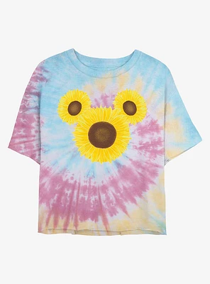 Disney Mickey Mouse Sunflower Tie Dye Crop Girls T-Shirt