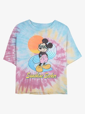 Disney Mickey Mouse Sunshine Seeker Tie Dye Crop Girls T-Shirt