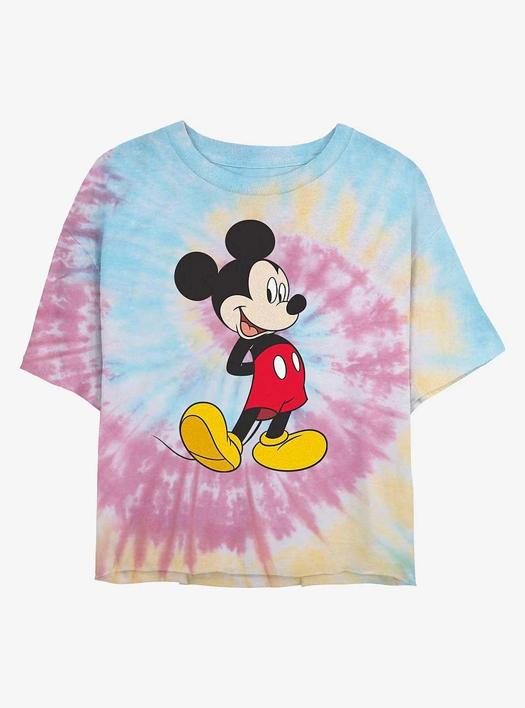 Disney Mickey Mouse Traditional Tie Dye Crop Girls T-Shirt