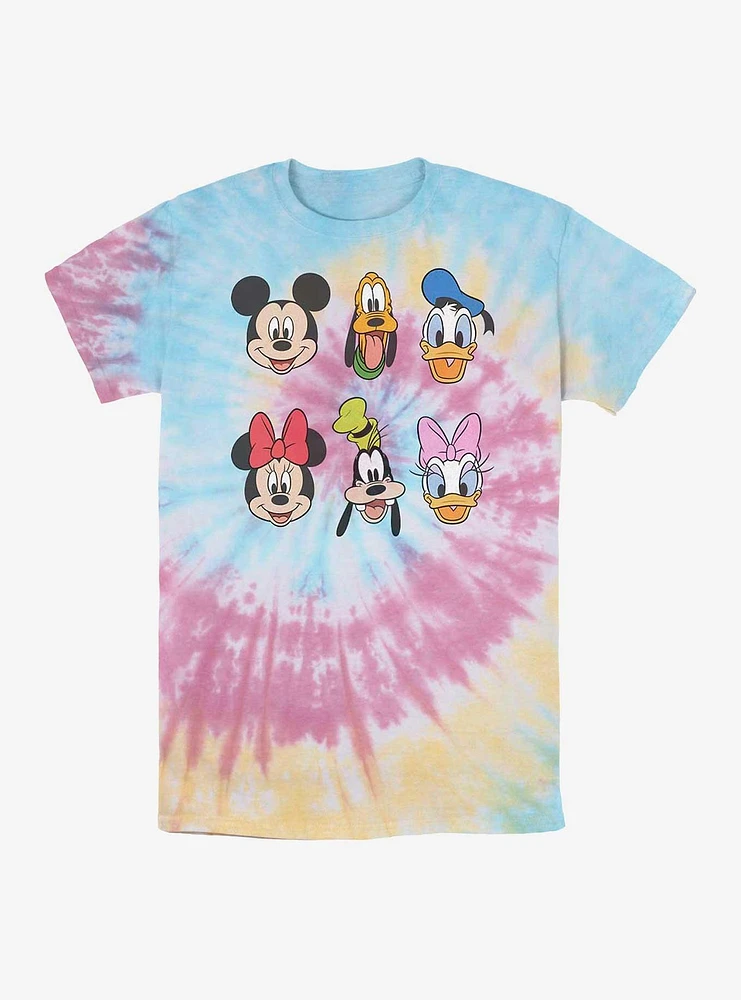 Disney Mickey Mouse Classic Friends Faces Tie-Dye T-Shirt