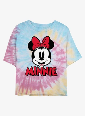 Disney Minnie Mouse Big Face Tie Dye Crop Girls T-Shirt