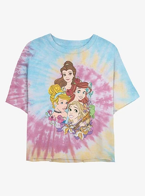 Disney Princesses Portrait Tie Dye Crop Girls T-Shirt
