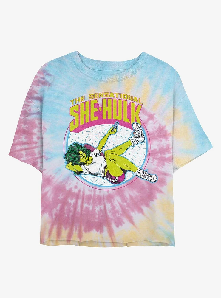 Marvel Hulk Sensational She-Hulk Tie Dye Crop Girls T-Shirt