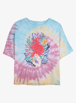 Disney The Little Mermaid Leafy Ariel Tie Dye Crop Girls T-Shirt