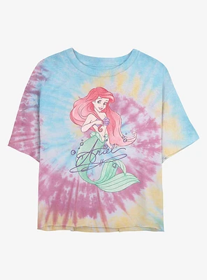 Disney The Little Mermaid Signed Ariel Tie Dye Crop Girls T-Shirt