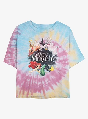 Disney The Little Mermaid Watercolor Poster Tie Dye Crop Girls T-Shirt