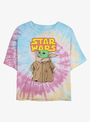 Star Wars The Mandalorian Logo Child Gaze Tie Dye Crop Girls T-Shirt