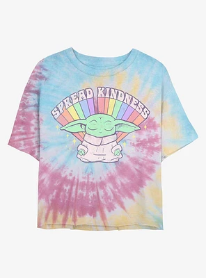 Star Wars The Mandalorian Meditate Kindness Tie Dye Crop Girls T-Shirt