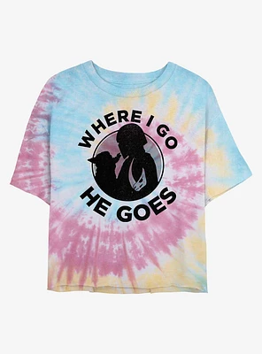 Star Wars The Mandalorian Where I Go He Goes Tie Dye Crop Girls T-Shirt