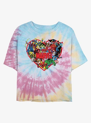 Marvel Hero Heart Tie Dye Crop Girls T-Shirt