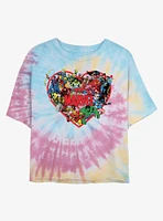 Marvel Hero Heart Tie Dye Crop Girls T-Shirt