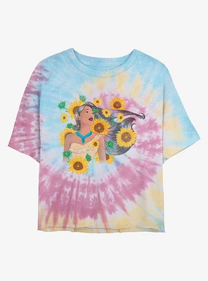 Disney Pocahontas Floral Princess Tie Dye Crop Girls T-Shirt
