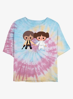 Star Wars Han Leia Kawaii Tie Dye Crop Girls T-Shirt