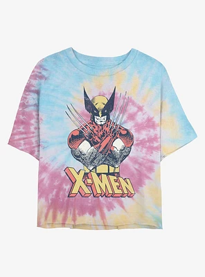 Marvel X-Men Vintage Wolverine Tie Dye Crop Girls T-Shirt