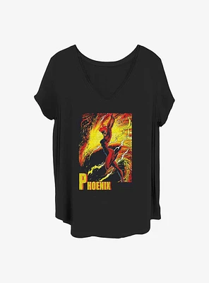 Marvel X-Men Dark Phoenix Fire Burn Girls T-Shirt Plus