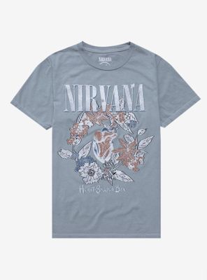 Nirvana Floral Heart Boyfriend Fit Girls T-Shirt