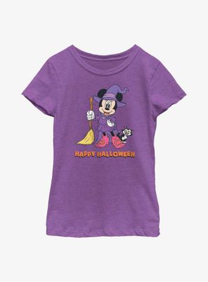Disney Minnie Mouse Happy Halloween Witch  Youth Girls T-Shirt
