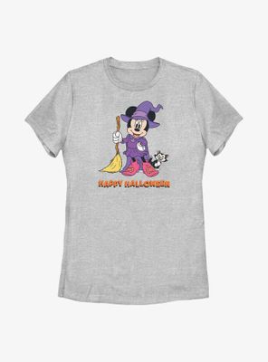 Disney Minnie Mouse Happy Halloween Witch  Womens T-Shirt