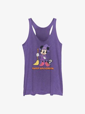 Disney Minnie Mouse Happy Halloween Witch  Womens Tank Top