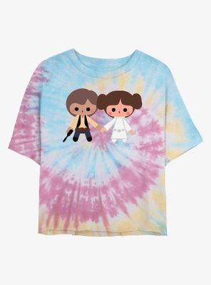 Star Wars Han Leia Simple Characters Womens Tie-Dye Crop T-Shirt