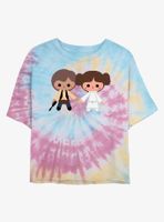 Star Wars Han Leia Simple Characters Womens Tie-Dye Crop T-Shirt