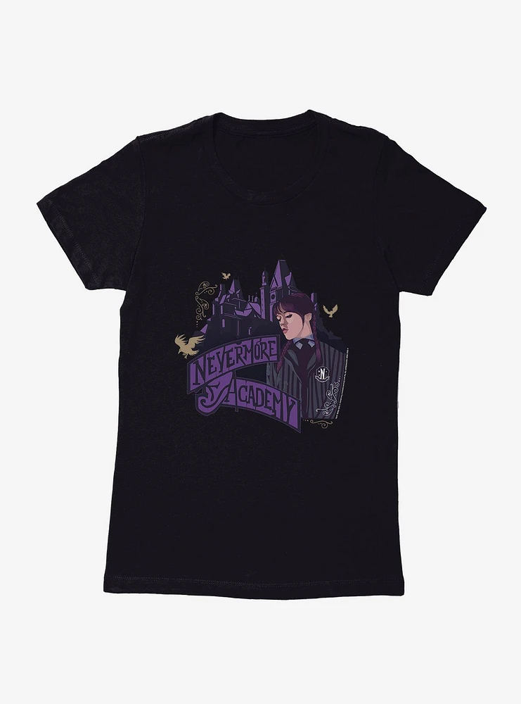 Wednesday Nevermore Academy Building Womens T-Shirt