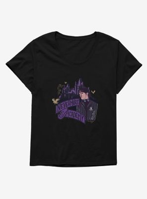 Wednesday Nevermore Academy Building Womens T-Shirt Plus