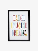 Disney Mickey Mouse Colorful Laugh Imagine Dream Framed Wood Wall Decor