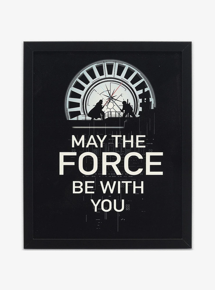 Star Wars "May the Force Be With You" Death Star Lightsaber Battle Framed Wood Wall Decor