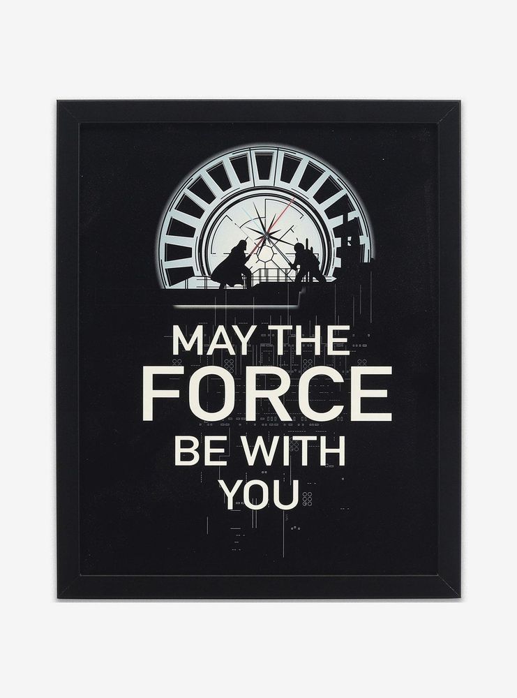 Star Wars "May the Force Be With You" Death Star Lightsaber Battle Framed Wood Wall Decor