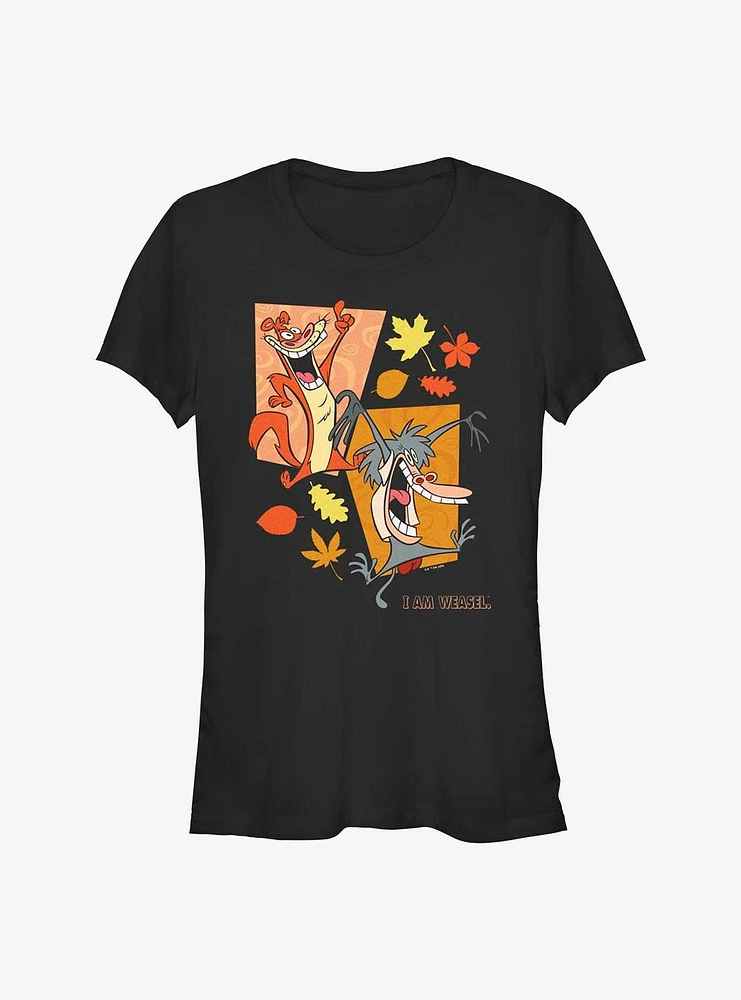 Cartoon Network I Am Weasel Dancing Leaves Girls T-Shirt