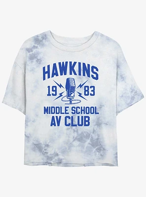 Stranger Things Hawkins AV Club Mineral Wash Crop Girls T-Shirt
