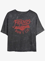 Stranger Things Friends Don't Lie Mineral Wash Crop Girls T-Shirt