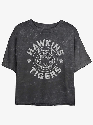 Stranger Things Hawkins Tigers Mineral Wash Crop Girls T-Shirt