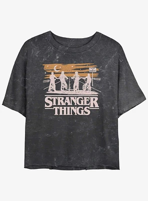 Stranger Things Ride The Night Mineral Wash Crop Girls T-Shirt