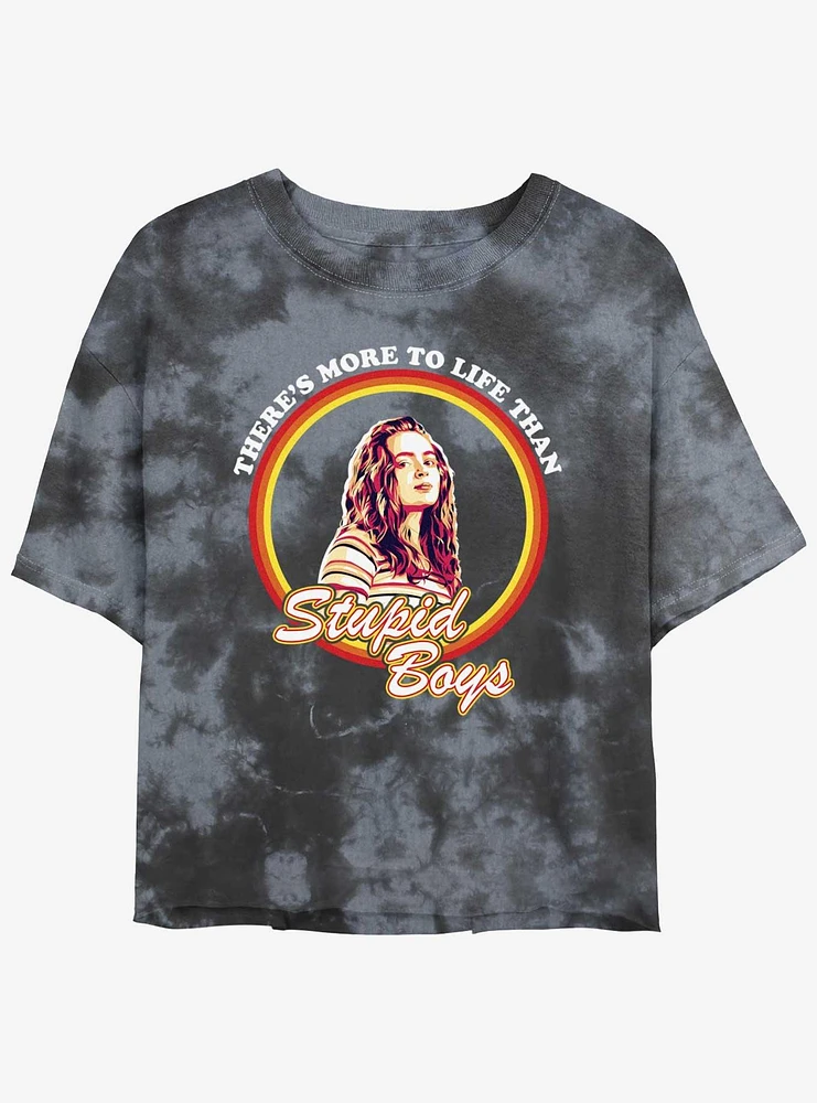 Stranger Things Stupid Boys Mineral Wash Crop Girls T-Shirt