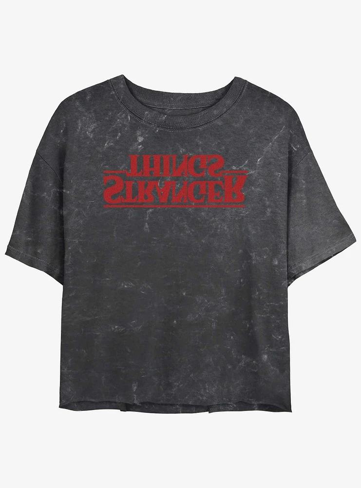 Stranger Things Upside Down Logo Mineral Wash Crop Girls T-Shirt