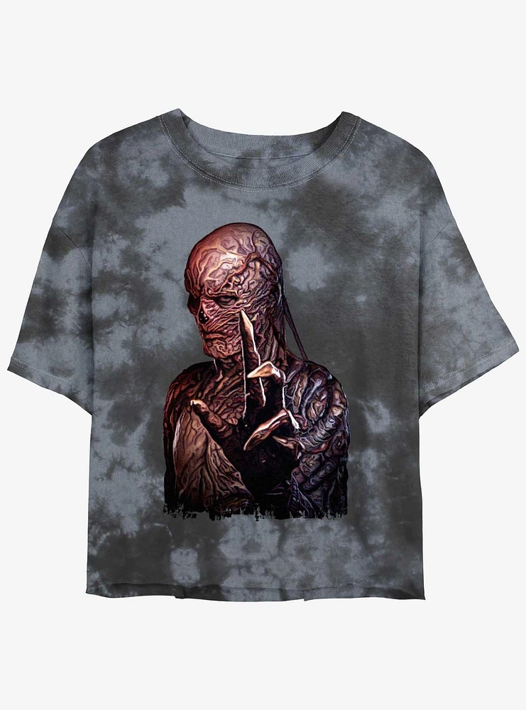 Stranger Things Vecna Portrait Mineral Wash Crop Girls T-Shirt