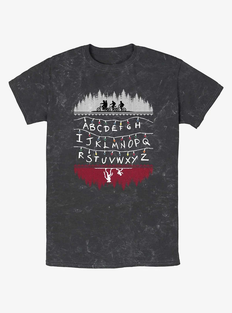 Stranger Things Alphabet Lights Mineral Wash T-Shirt