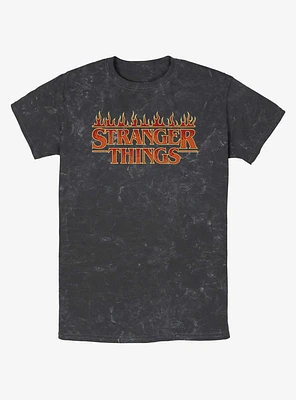 Stranger Things Fire Logo Mineral Wash T-Shirt