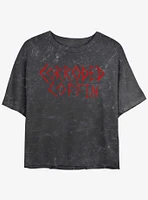 Stranger Things Corroded Coffin Mineral Wash Crop Girls T-Shirt