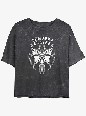 Stranger Things Demobat Slayer Mineral Wash Crop Girls T-Shirt