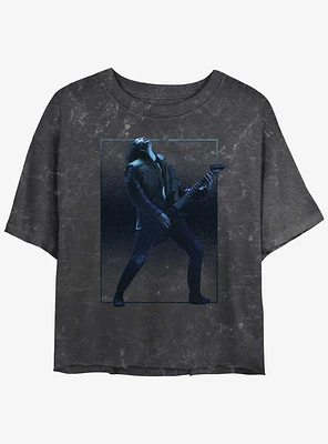 Stranger Things Eddie Munson Guitar Solo Mineral Wash Crop Girls T-Shirt
