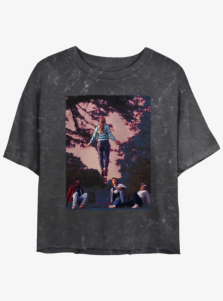 Stranger Things Floating Max Mineral Wash Crop Girls T-Shirt