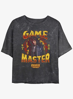 Stranger Things Game Master Eddie Munson Mineral Wash Crop Girls T-Shirt